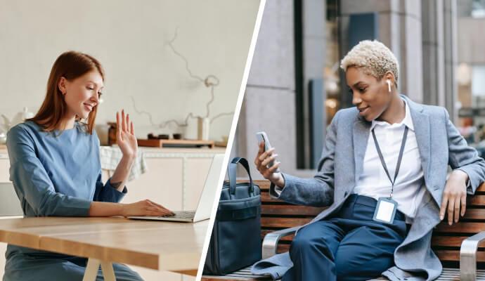 A female psychologist eligible for an interstate compact speaks via teletherapy with a client in another state