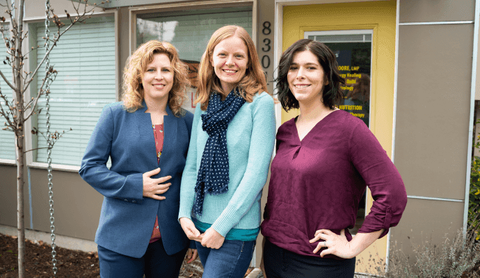 3 women therapists in front of independent private practice