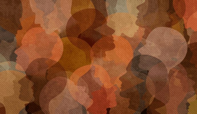 art collage of multiple skin tones for blog about young clinicians of color and burnout