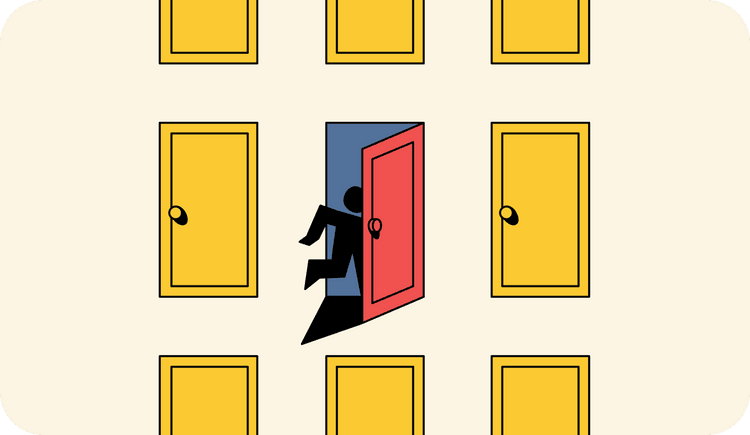 An illustration of the figure running into a red door because they did not create a private practice emergency plan
