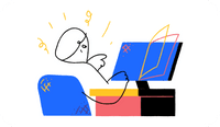An illustration of an EHR project manager working at their computer