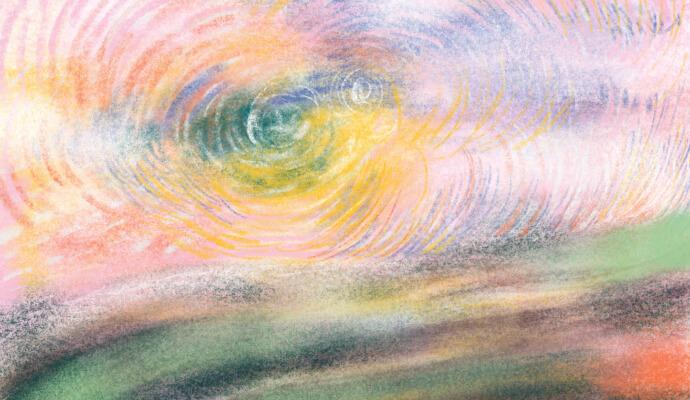 Painting of pastel colored swirls