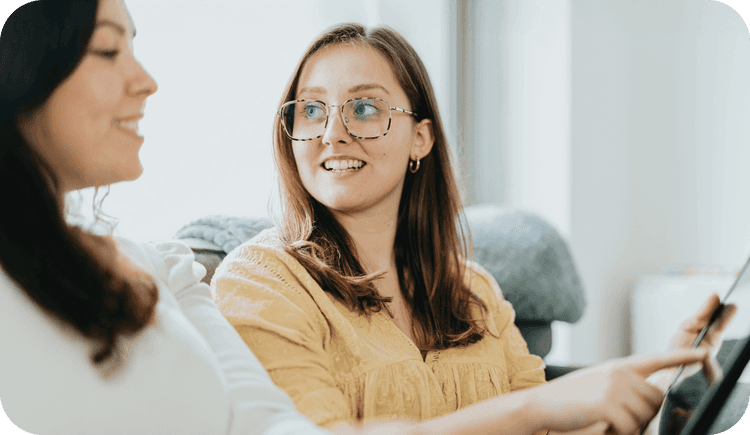 A client and a therapist discuss how AI in therapy tools work