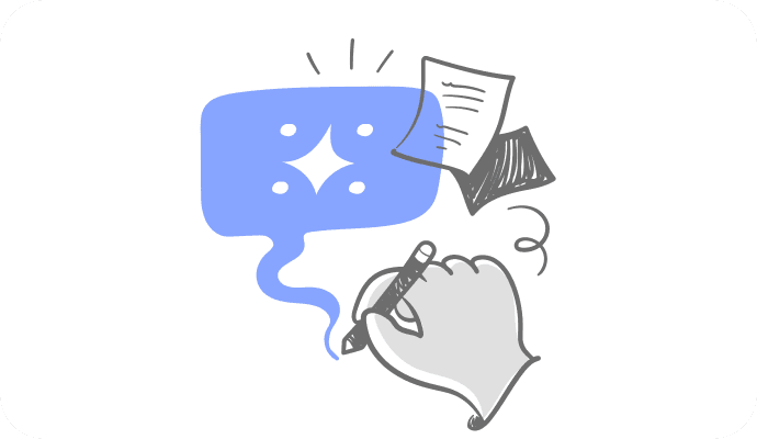 An illustration with a hand and a screen and documents to show about the ethics of AI and chatgpt in mental health
