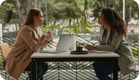 Two female therapists meet to discuss how to find a private practice mentor