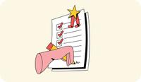 An illustration showing a checklist of steps for insurance credentialing for therapists