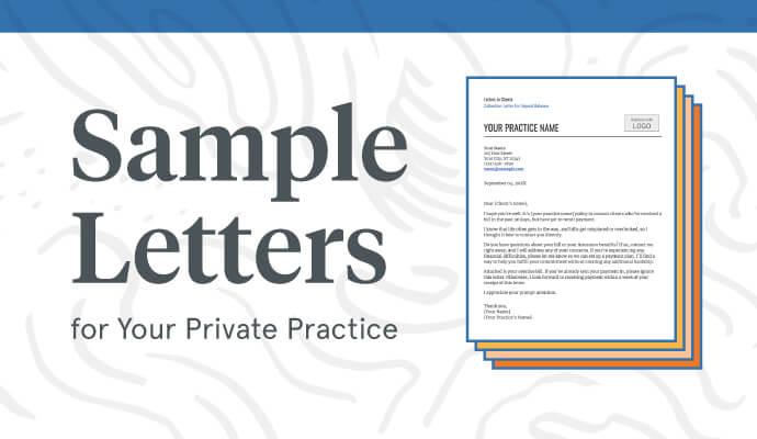 Graphic of the SimplePractice easy to edit sample letter templates for your private practice
