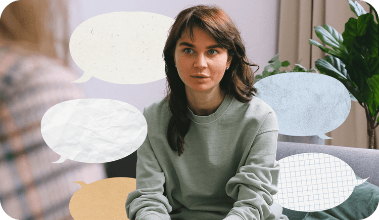 A photo collage with a female therapist wondering therapists break confidentiality