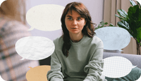 A photo collage with a female therapist wondering therapists break confidentiality