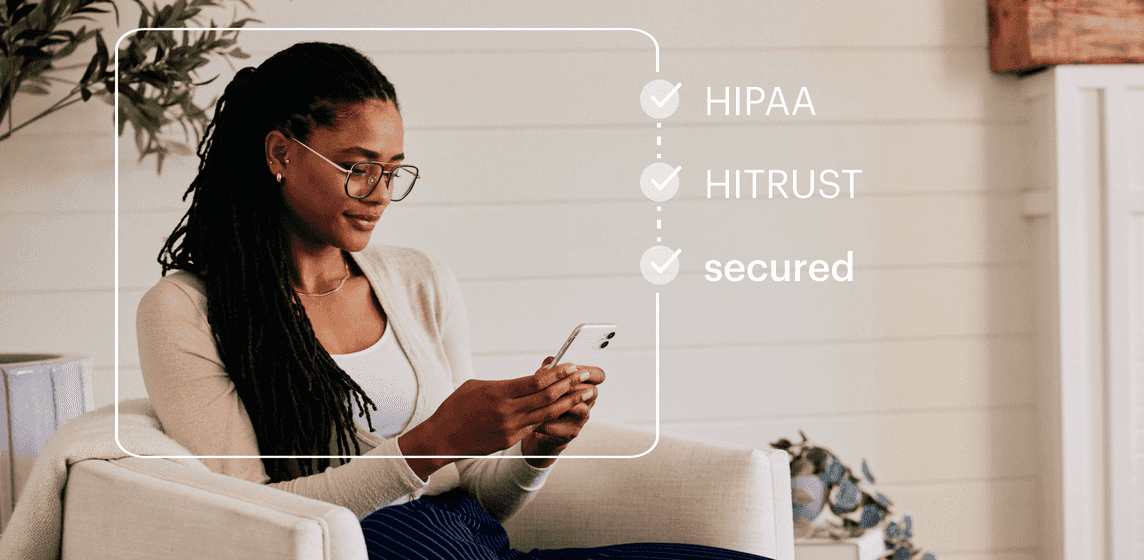 Female clinician using secure hipaa compliant client messaging software