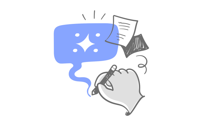 An illustration with a hand and a screen and documents to show about the ethics of AI and chatgpt in mental health