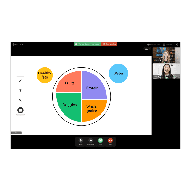 Whiteboard with telehealth for dietitians