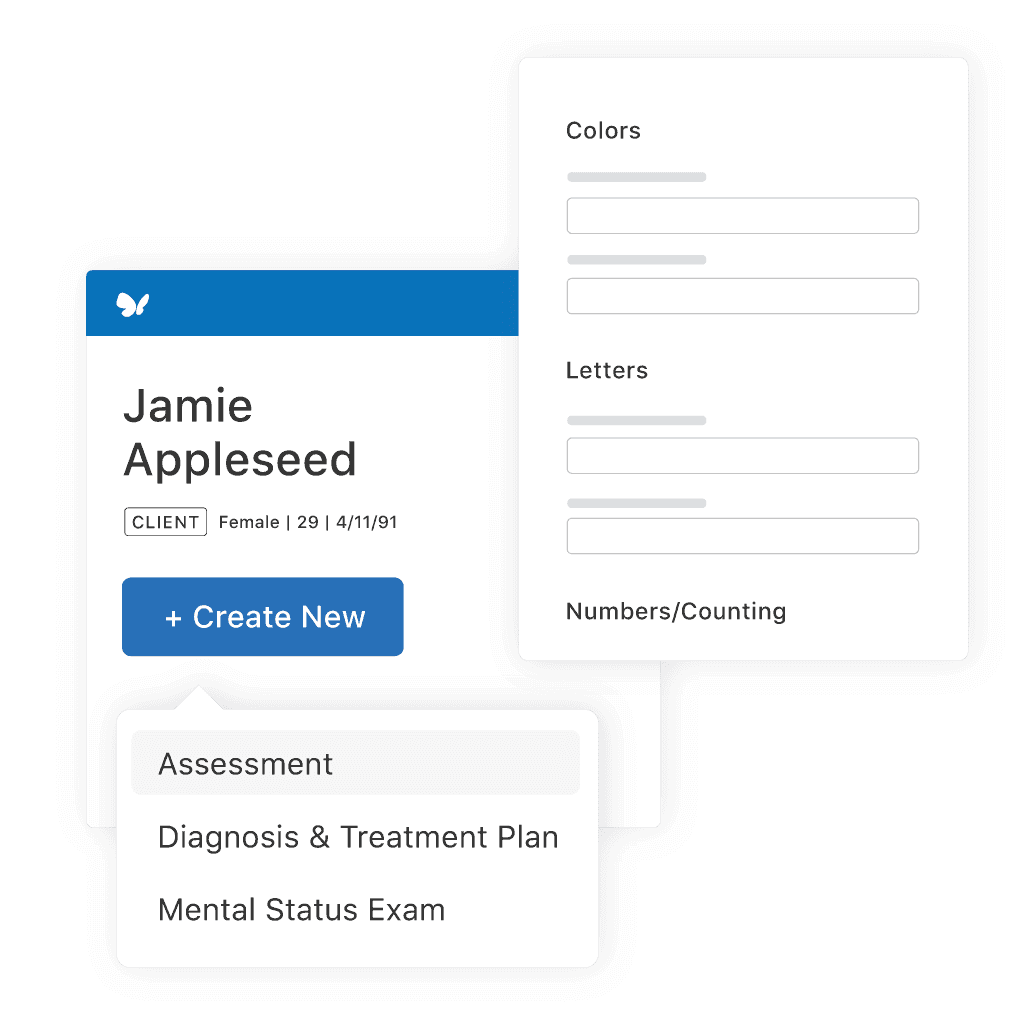 employee creating a new assessment for a patient with simplepractice