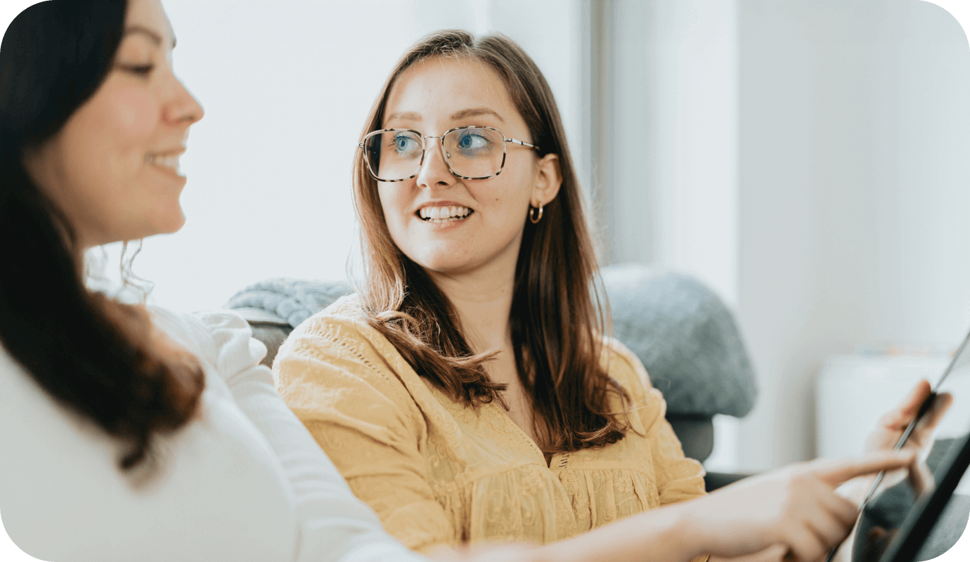 A client and a therapist discuss how AI in therapy tools work