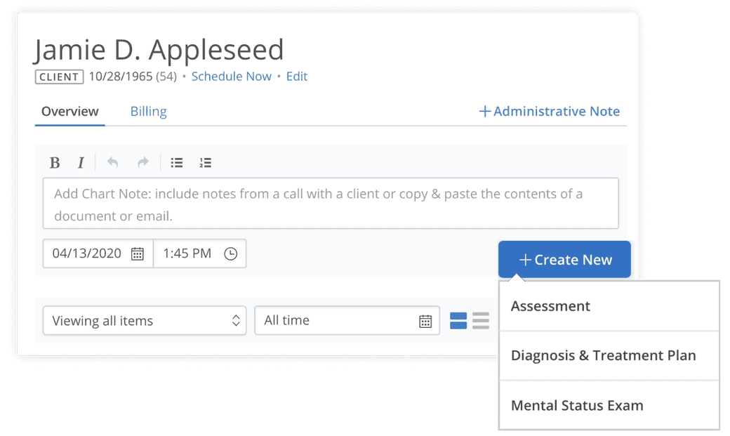 Add assessments in SimplePractice