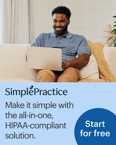 practitioner on a laptop using simplepractice ehr